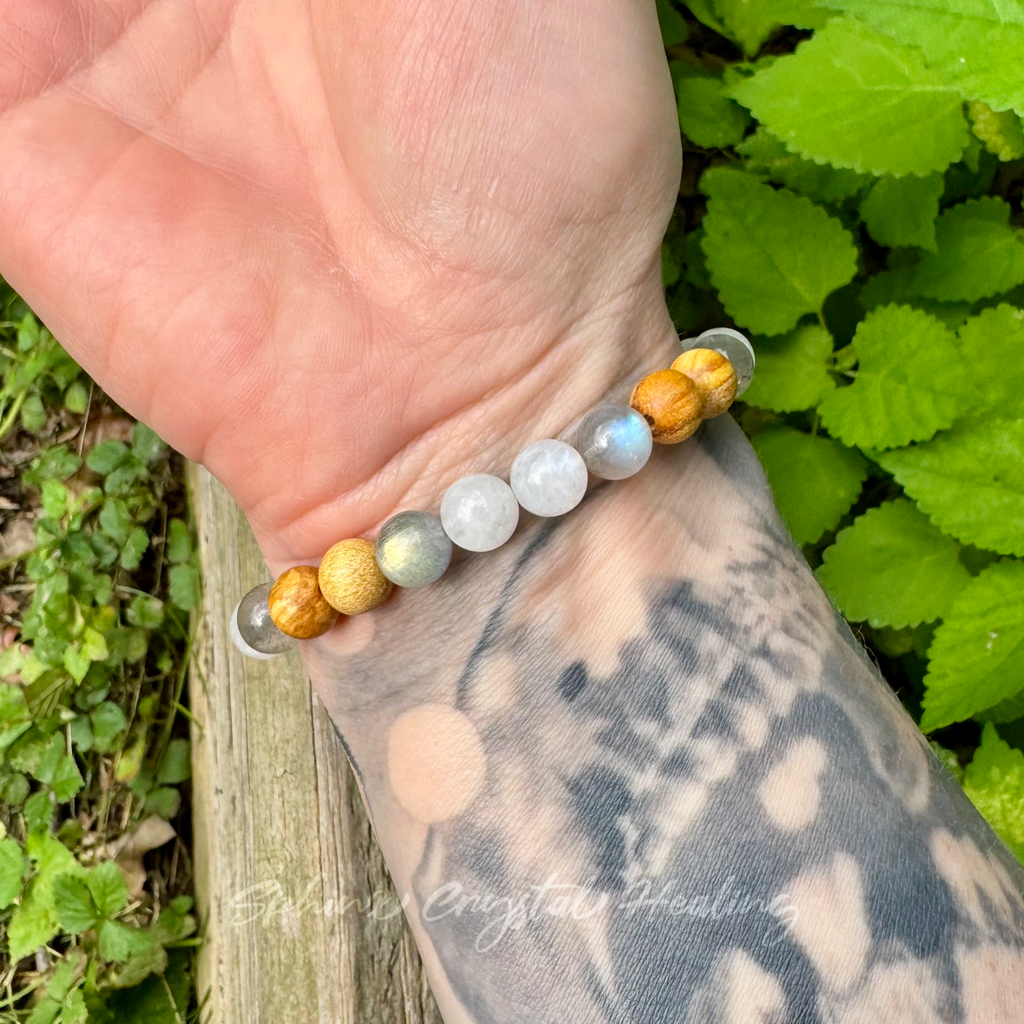 Goddess of Magic • Labradorite, Moonstone & Palo Santo Intuition Bracelet