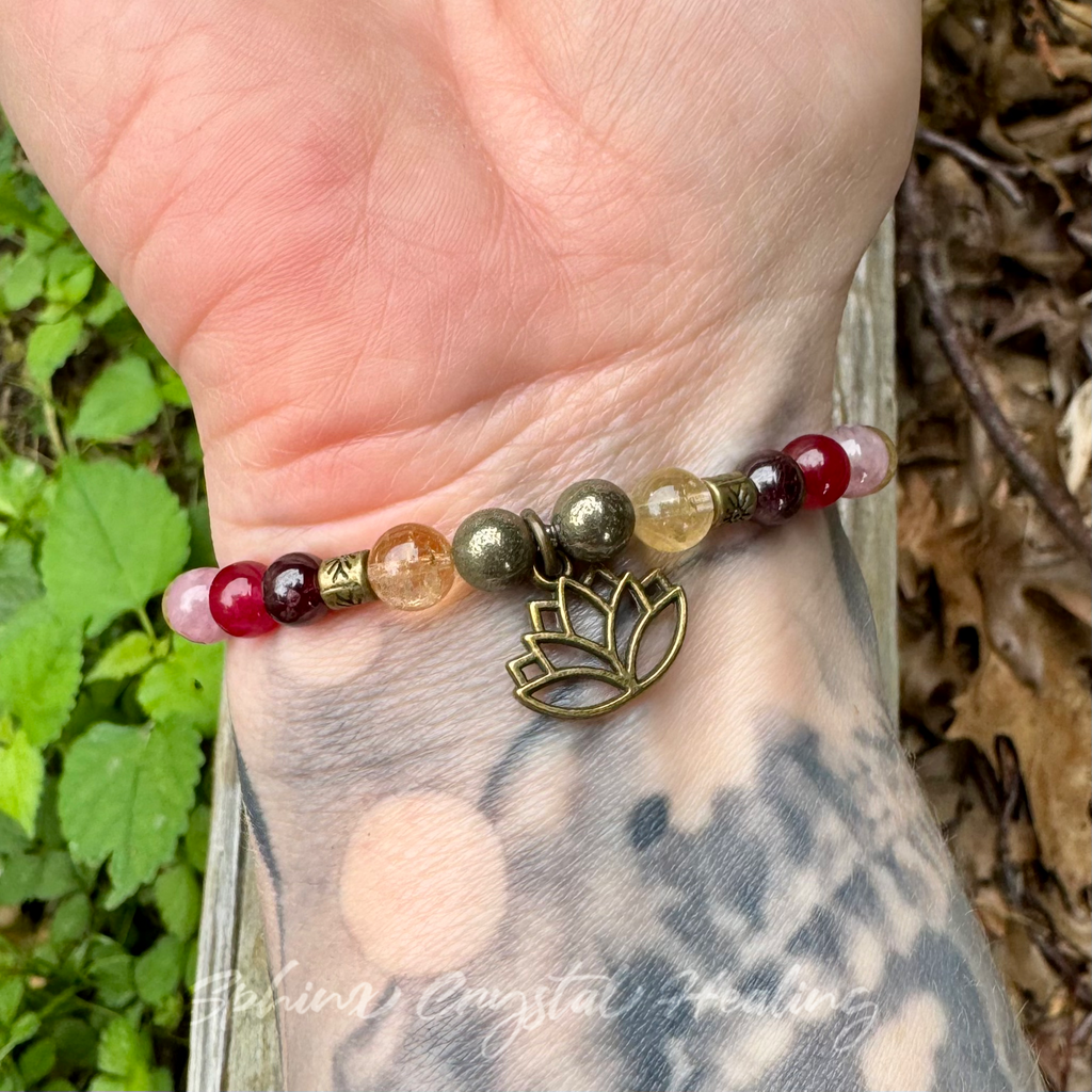 The Heart of Lakshmi • Citrine, Garnet, Jade & Pyrite Prosperity Bracelet