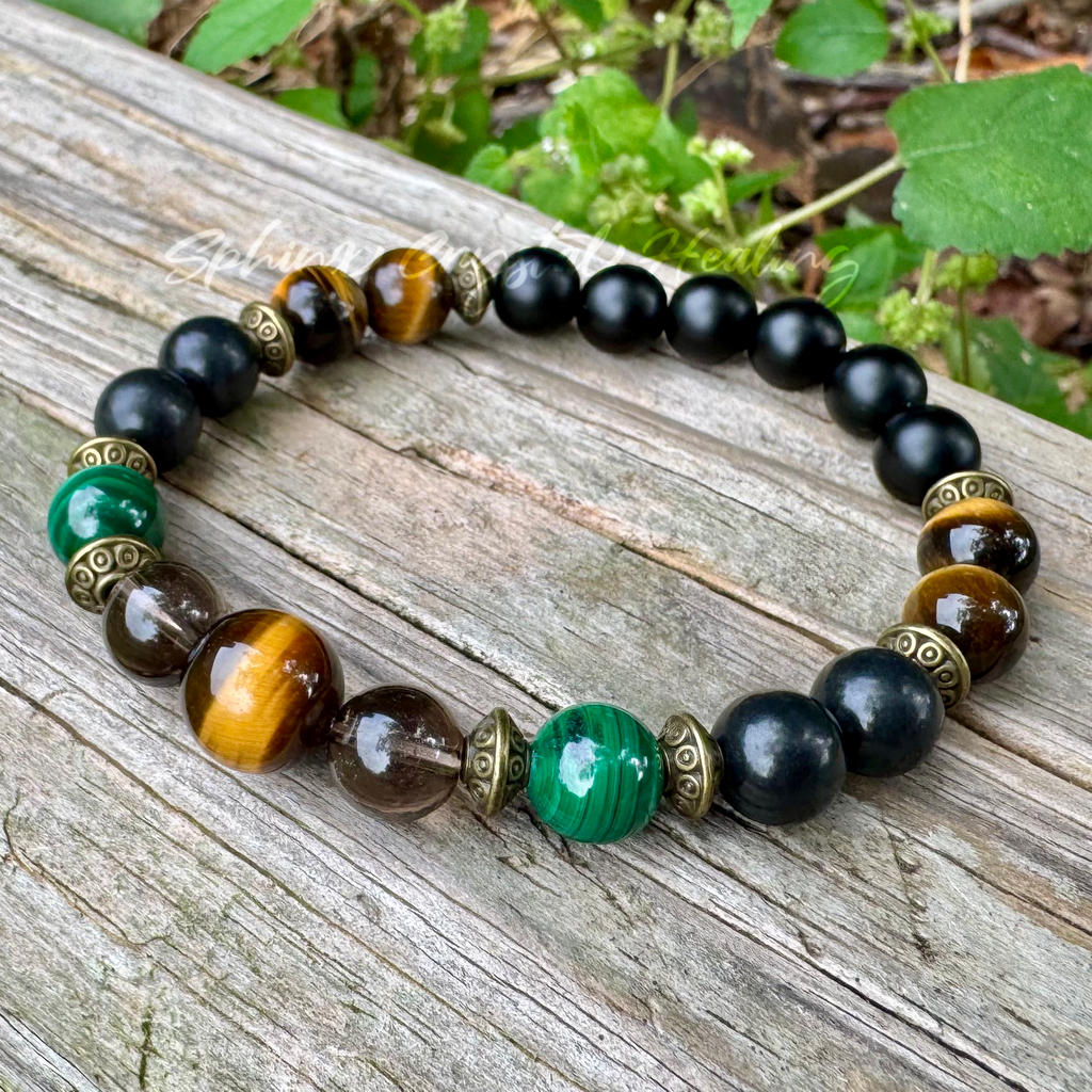 The Godfather • Malachite, Shungite, Tigers Eye & Black Onyx Strength & Protection Bracelet