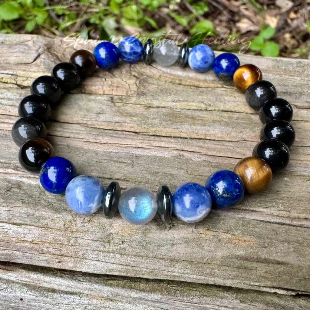 The Optimistic Sagittarius • Labradorite, Lapis & Tiger’s Eye Zodiac Bracelet