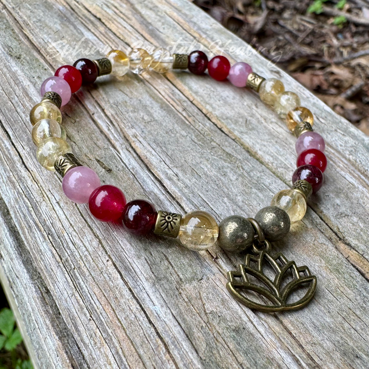 The Heart of Lakshmi • Citrine, Garnet, Jade & Pyrite Prosperity Bracelet