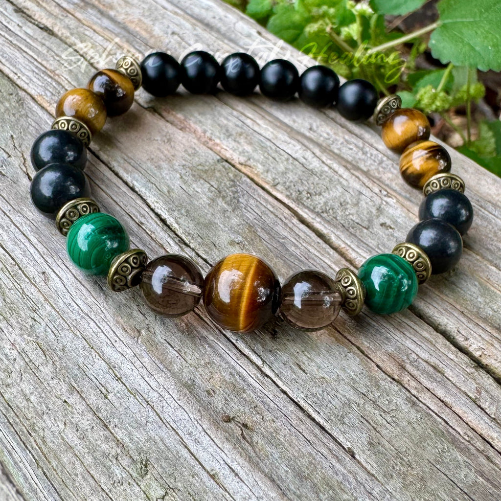 The Godfather • Malachite, Shungite, Tigers Eye & Black Onyx Strength & Protection Bracelet