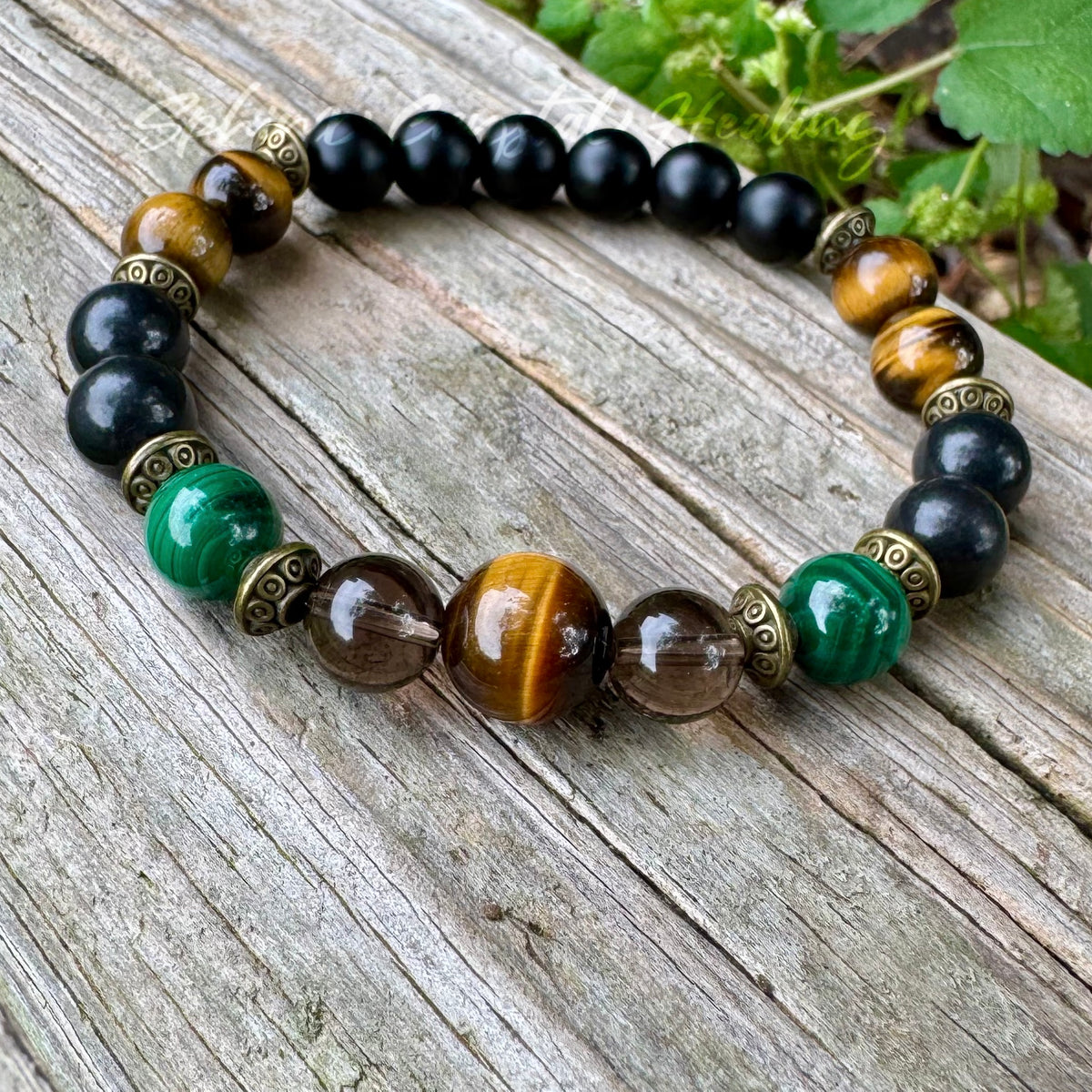 The Godfather • Malachite, Shungite, Tigers Eye & Black Onyx Strength & Protection Bracelet