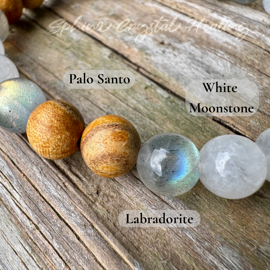 Goddess of Magic • Labradorite, Moonstone & Palo Santo Intuition Bracelet