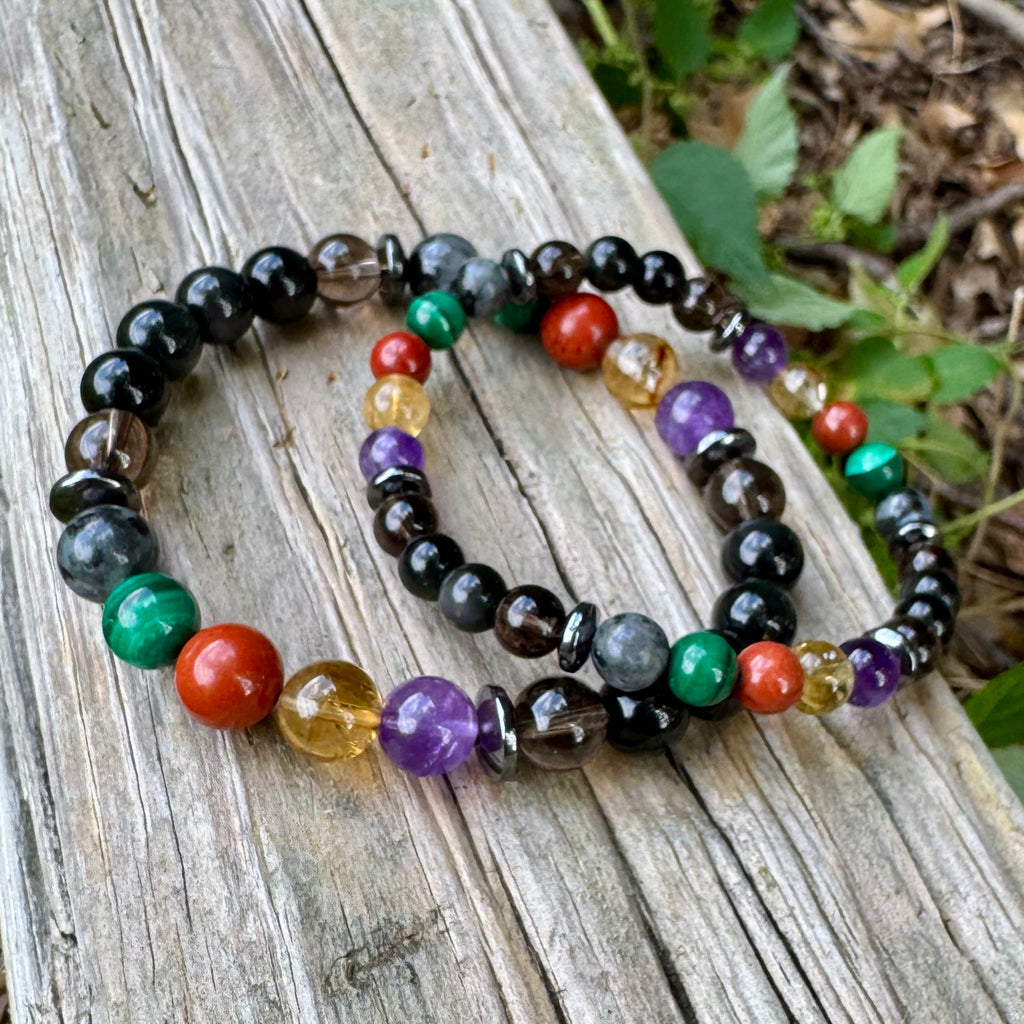 The Protector, Scorpio • Black Labradorite, Malachite & Obsidian Protection Bracelet