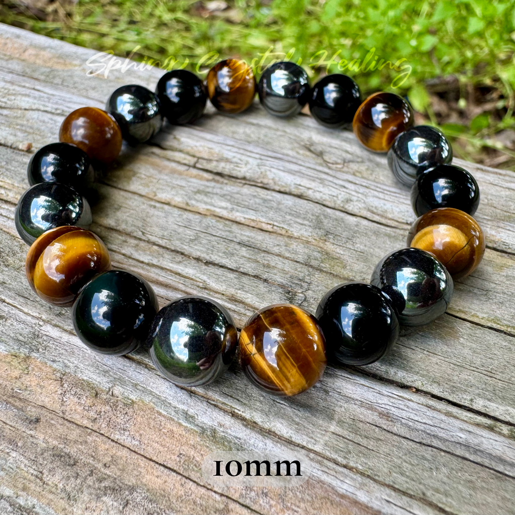 Triple Threat • Black Obsidian, Tiger’s Eye & Hematite Strength & Protection Bracelet