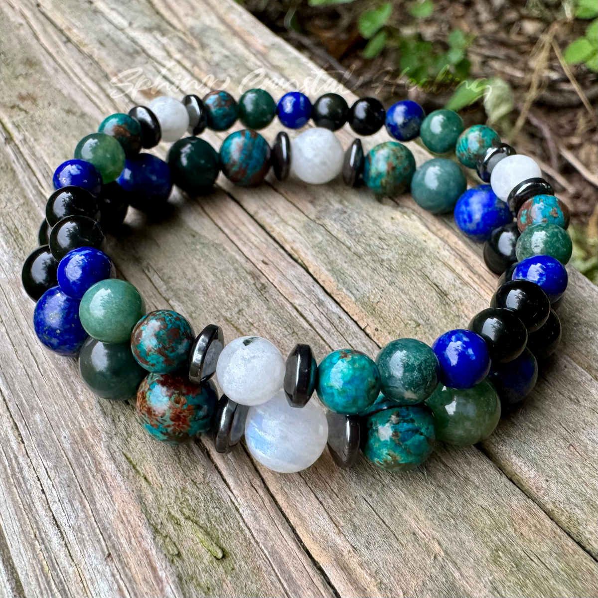The Humble Virgo • Chrysocolla, Lapis, Moss Agate & Moonstone Zodiac Bracelet