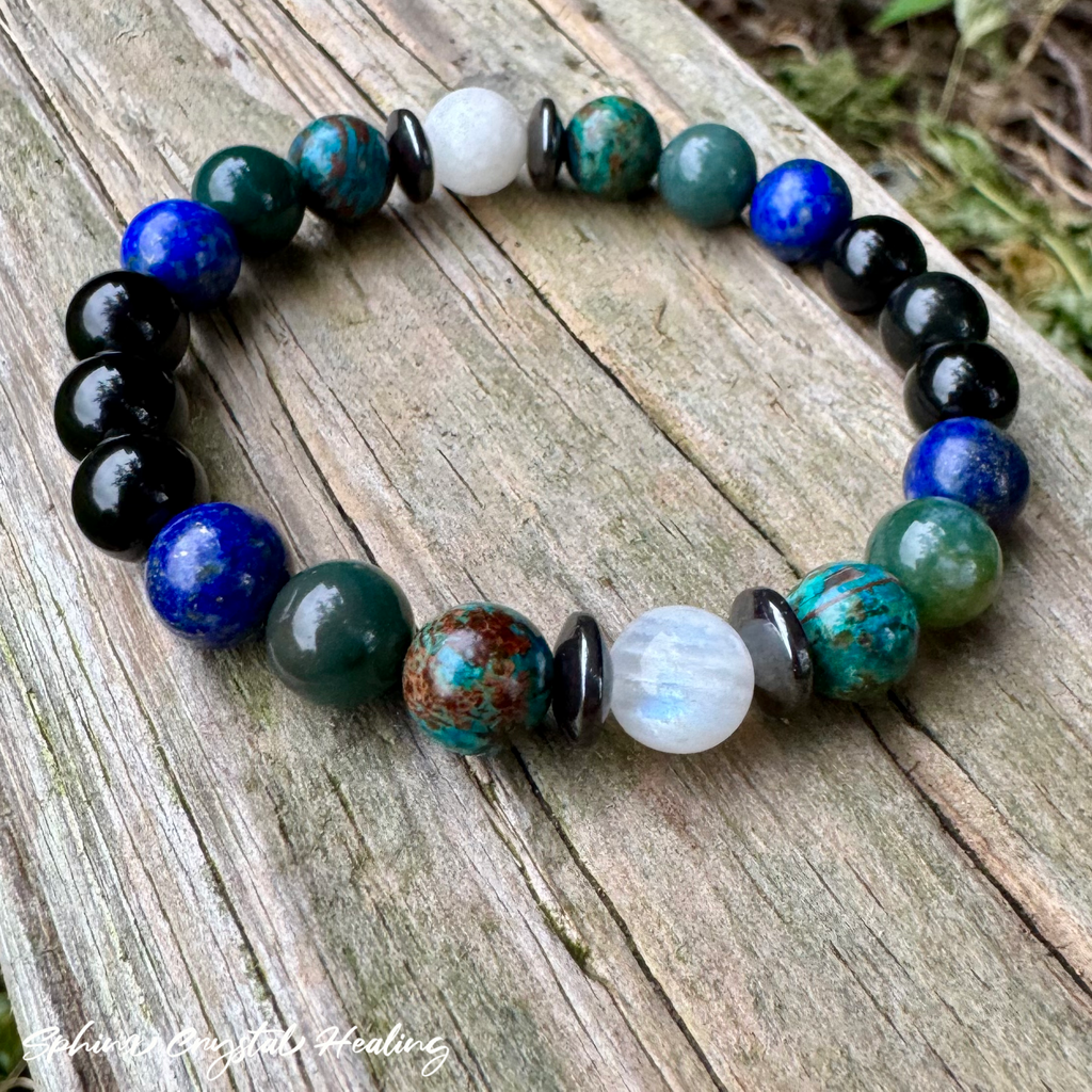 The Humble Virgo • Chrysocolla, Lapis, Moss Agate & Moonstone Zodiac Bracelet