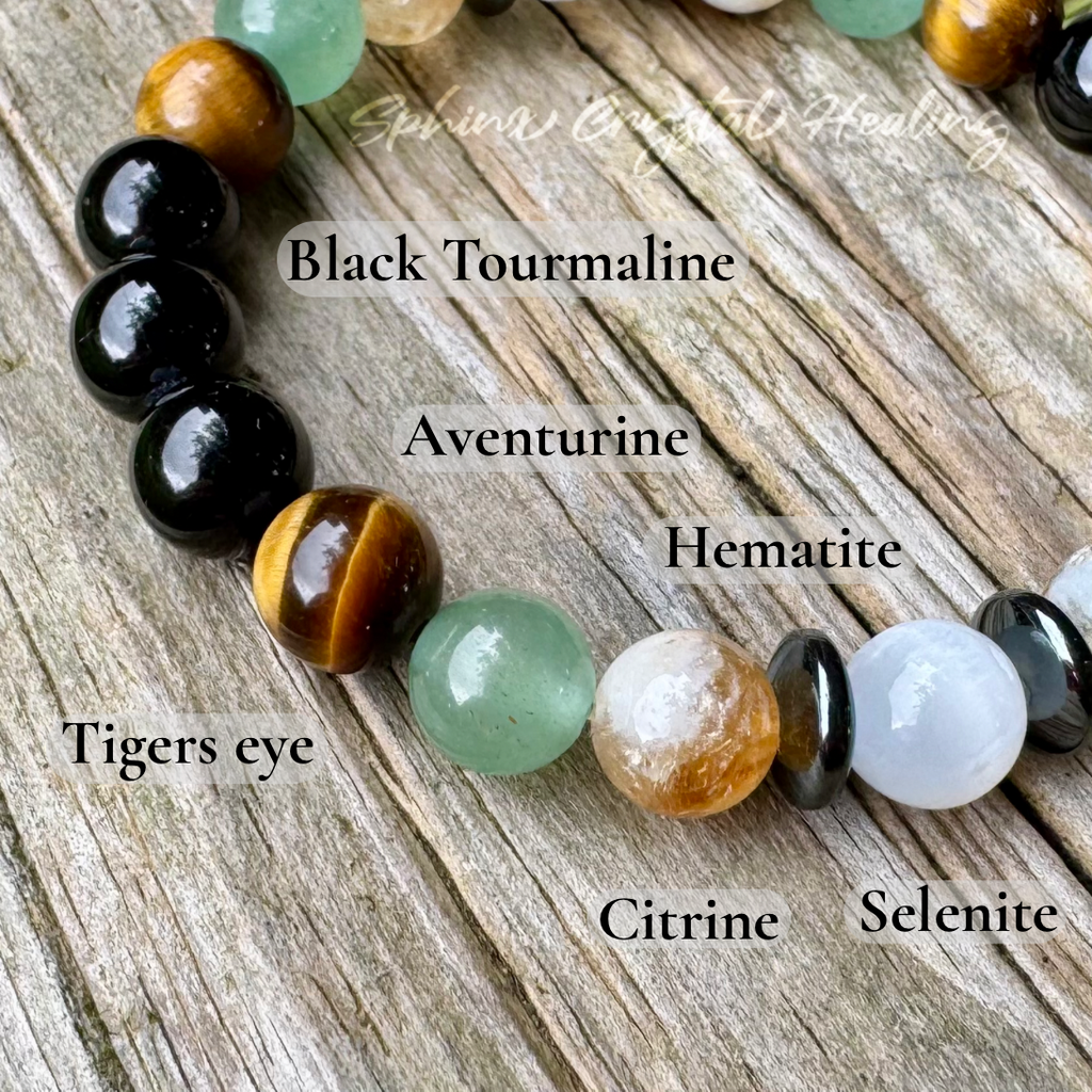 The Determined Taurus • Aventurine, Tiger’s Eye, Selenite & Citrine Zodiac Bracelet
