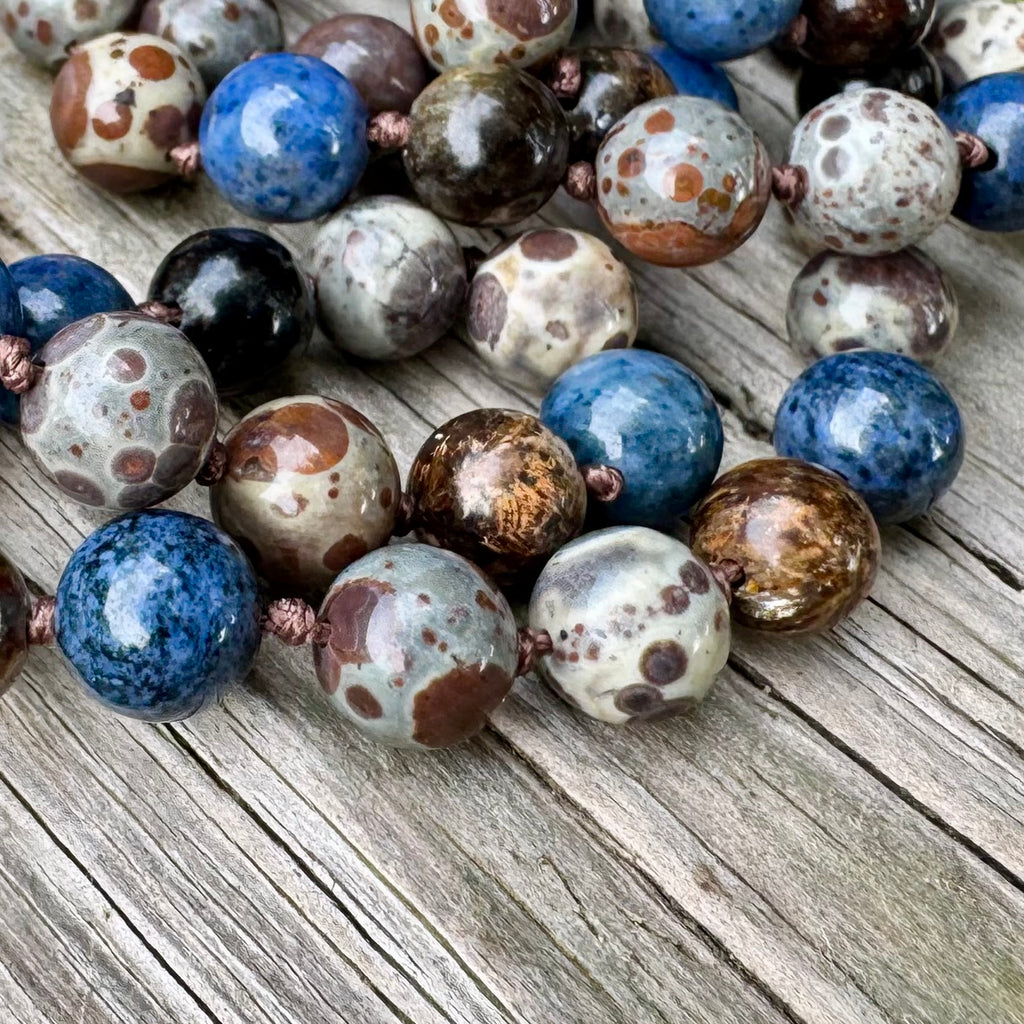 The Spirit Walker’s Totem • Jasper, Phlogopite & Dumortierite Mala Necklace