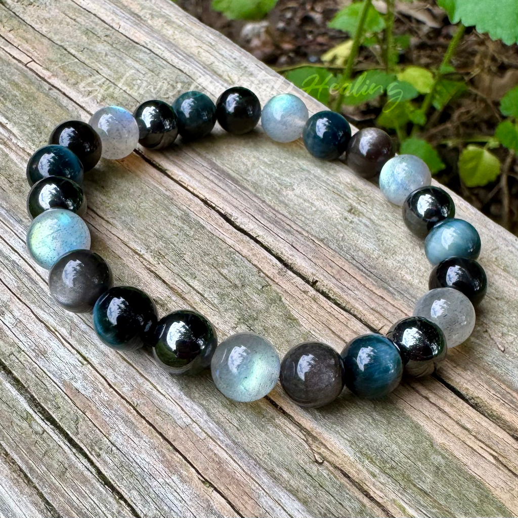You Are the Universe • Hawk’s Eye, Silver Sheen Obsidian, Labradorite & Hematite Spiritual Bracelet