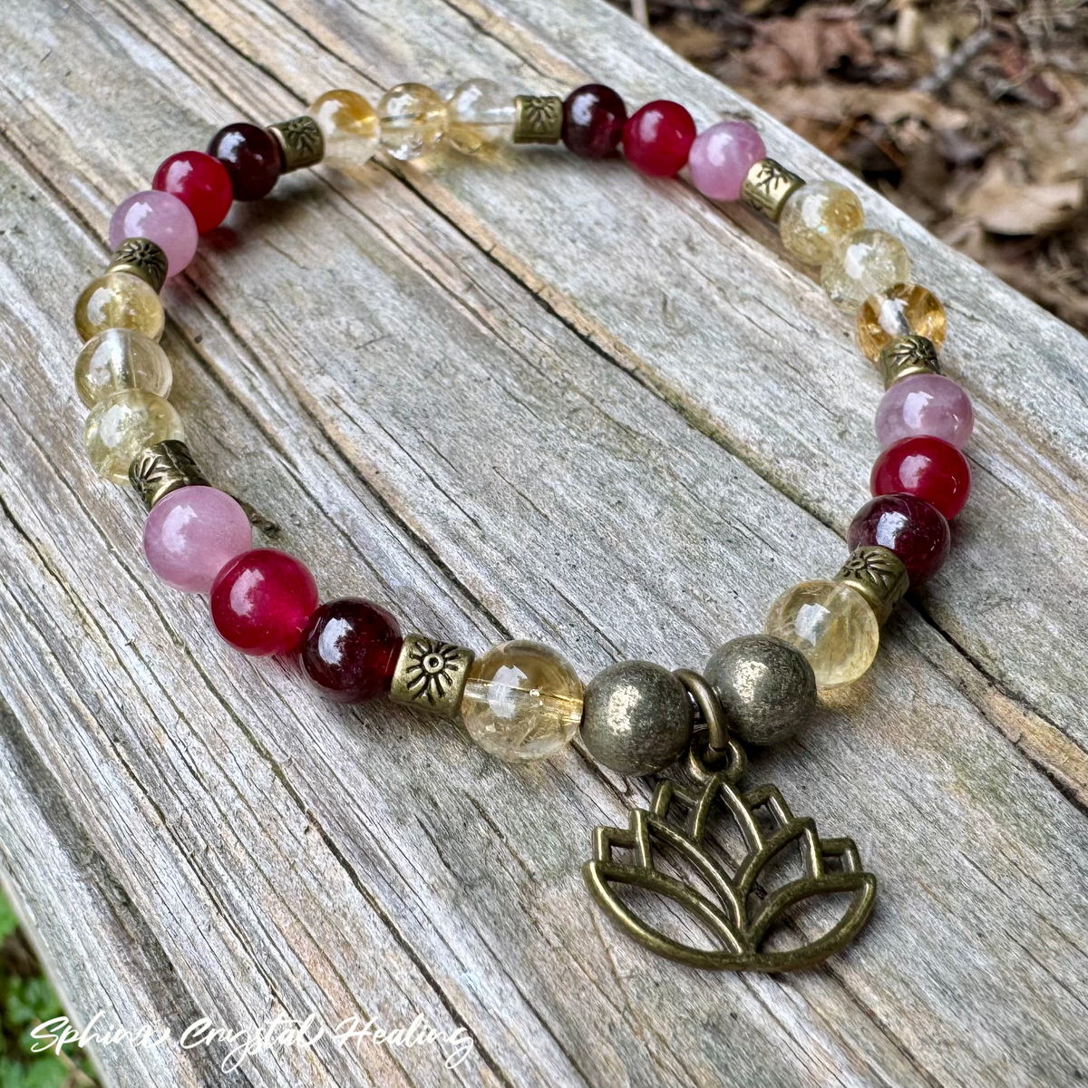 The Heart of Lakshmi • Citrine, Garnet, Jade & Pyrite Prosperity Bracelet