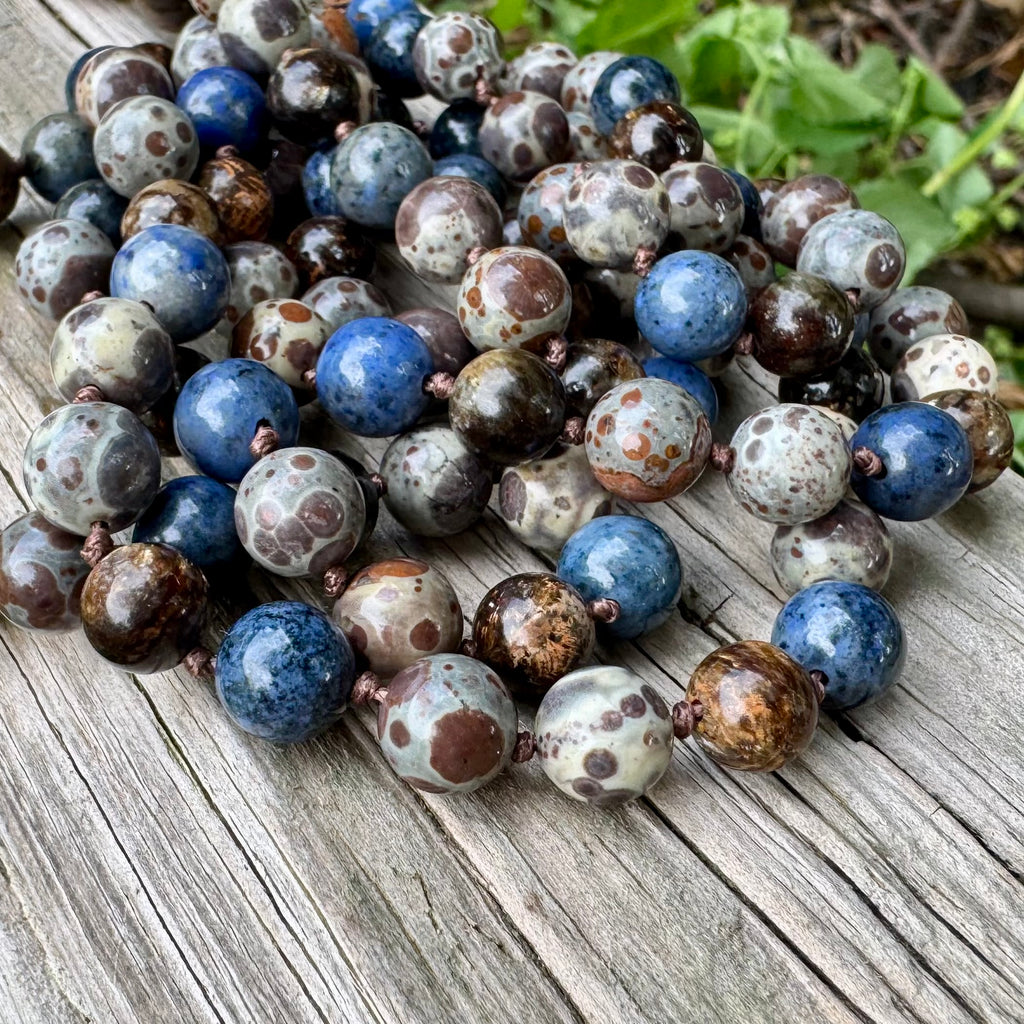The Spirit Walker’s Totem • Jasper, Phlogopite & Dumortierite Mala Necklace