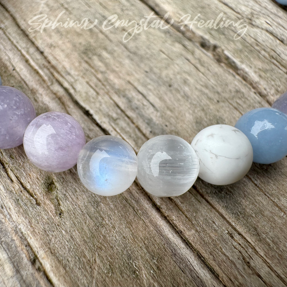 Lavender Dreams • Angelite, Lepidolite, Amethyst & Moonstone Calming Bracelet
