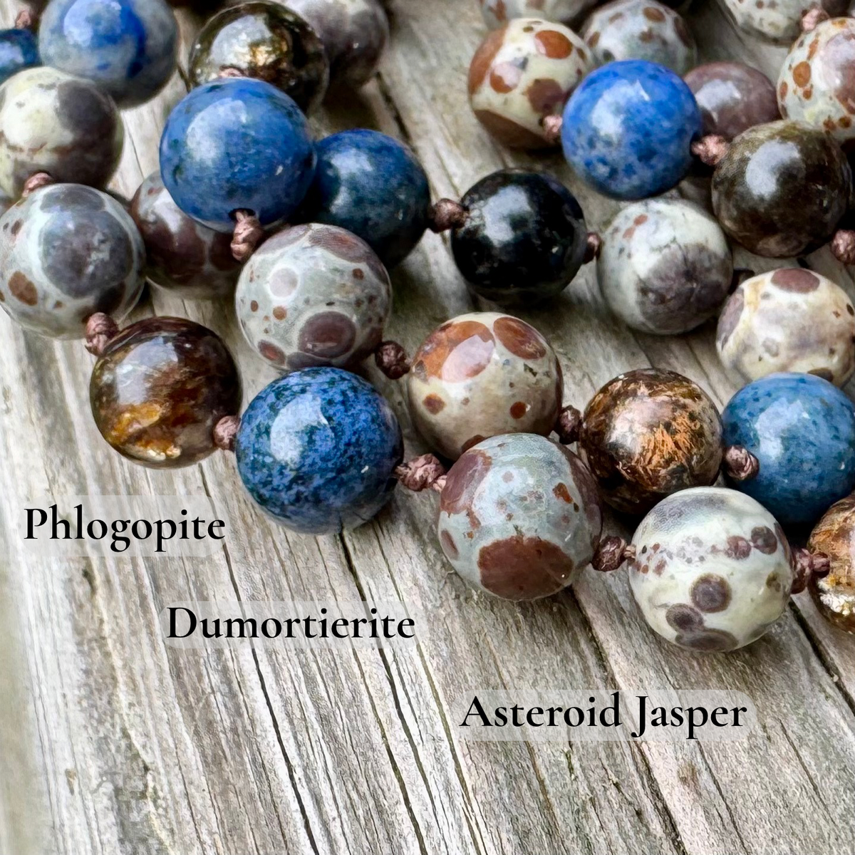 The Spirit Walker’s Totem • Jasper, Phlogopite & Dumortierite Mala Necklace