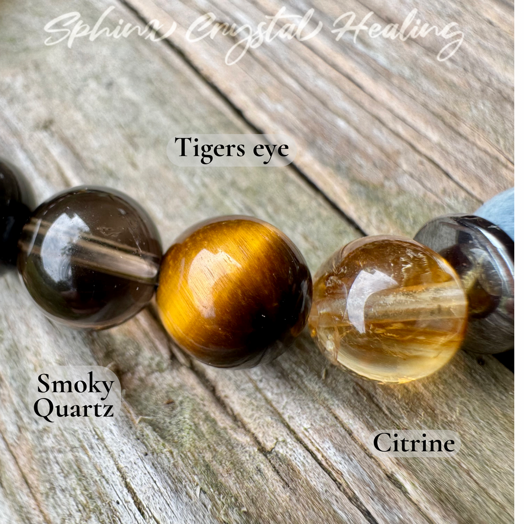 The Intelligent Gemini • Tiger’s Eye, Citrine & Aquamarine Zodiac Bracelet