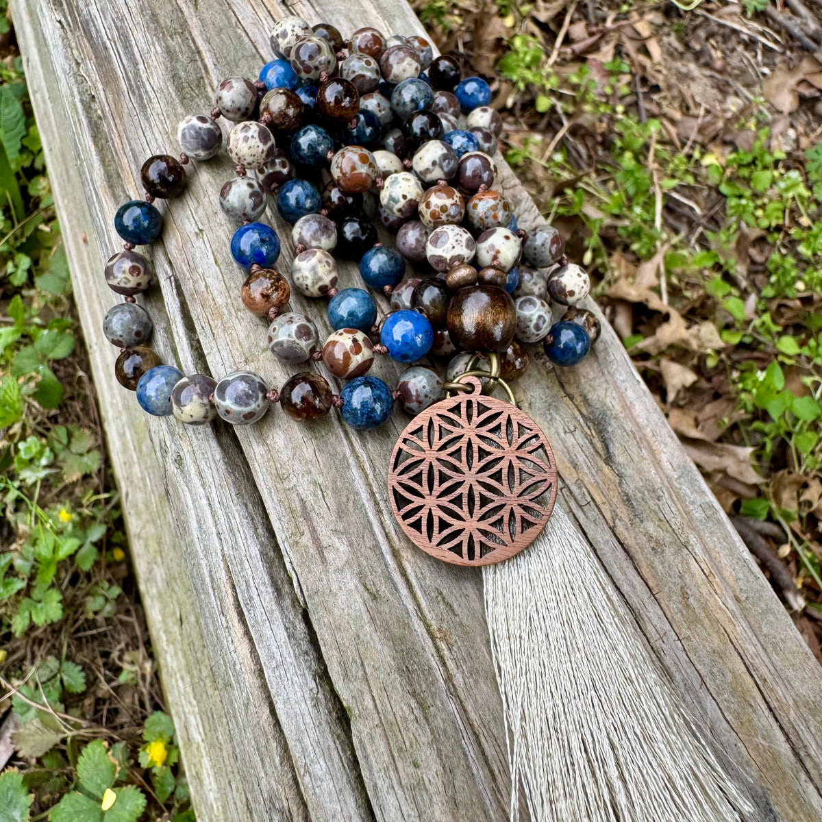 The Spirit Walker’s Totem • Jasper, Phlogopite & Dumortierite Mala Necklace