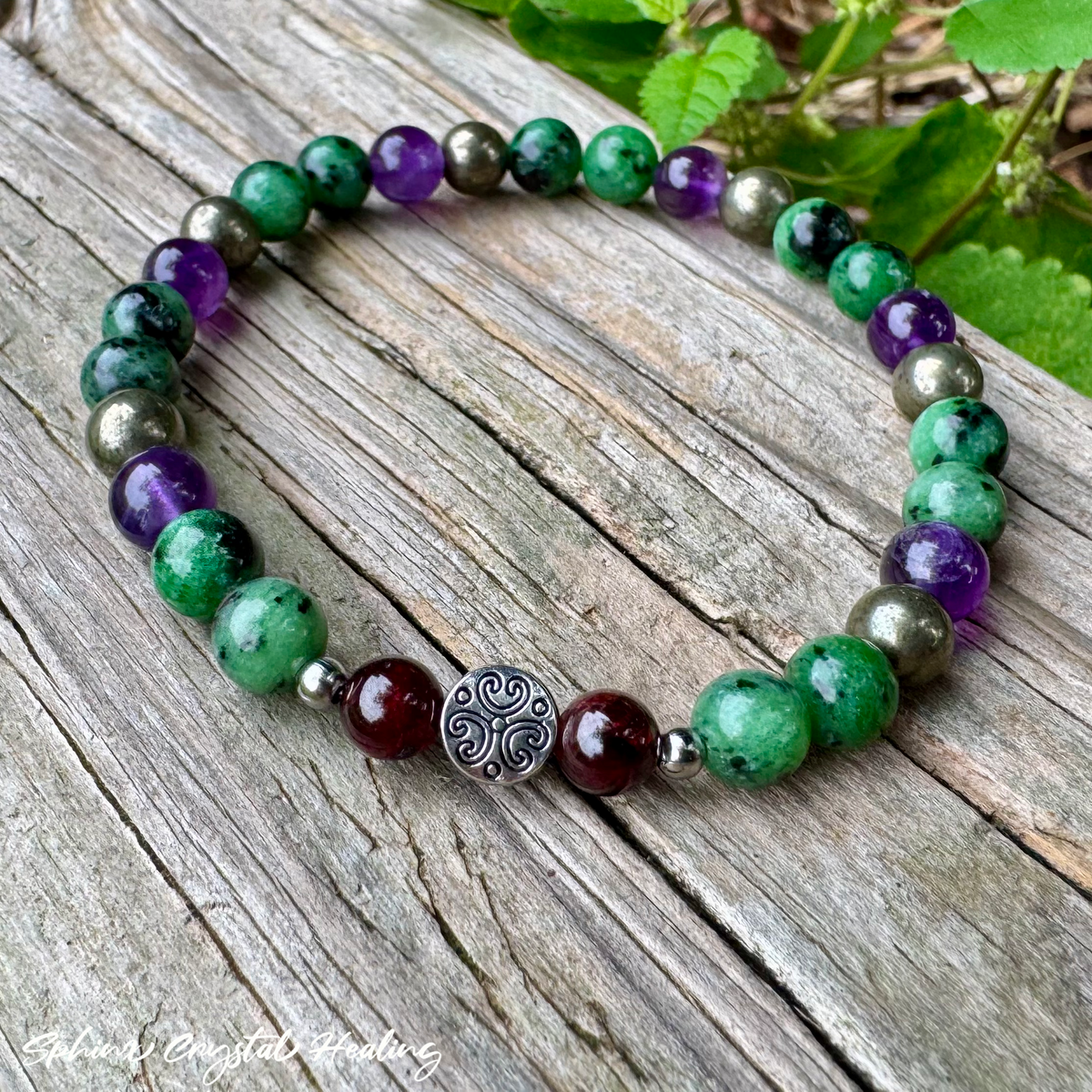 Below My Feet • Ruby Zoisite, Amethyst, Pyrite & Garnet Healing Crystal Bracelet