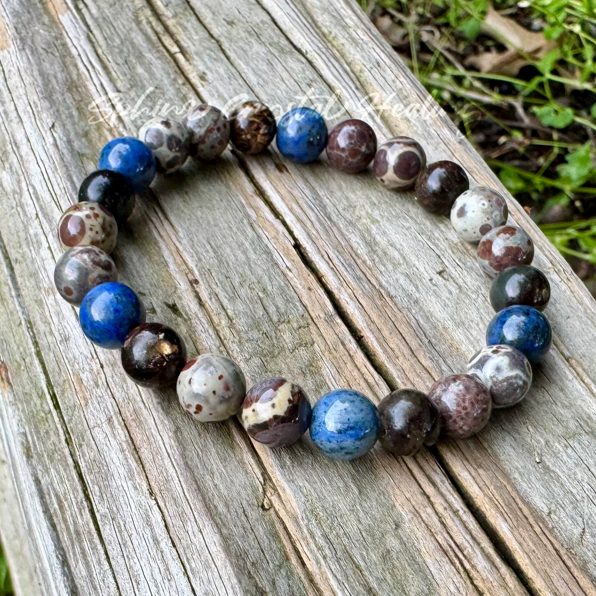 The Spirit Walker’s Totem • Dumortierite, Jasper & Phlogopite Spiritual Bracelet