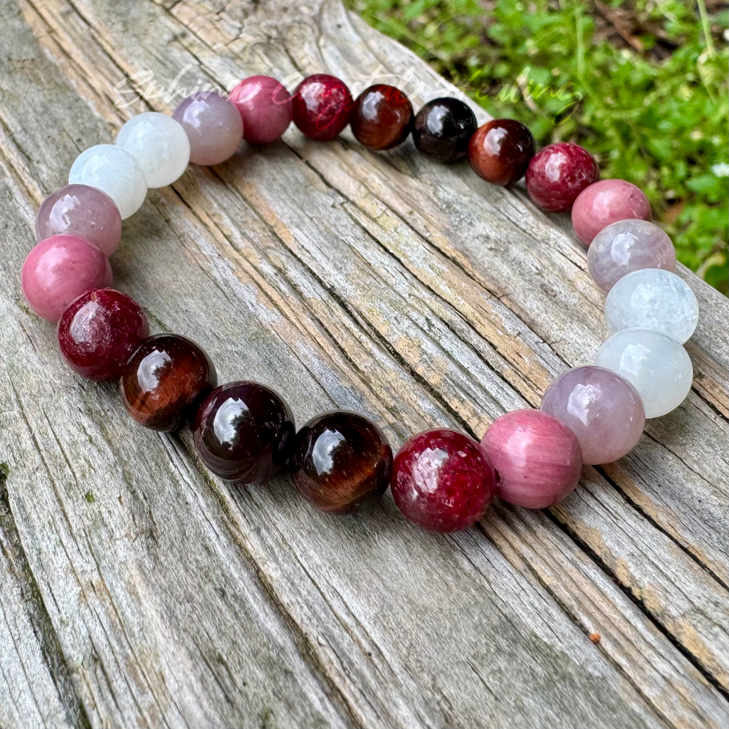 The Law of Attraction • Garnet, Ruby, Rose Quartz & Moonstone Manifest Love Bracelet