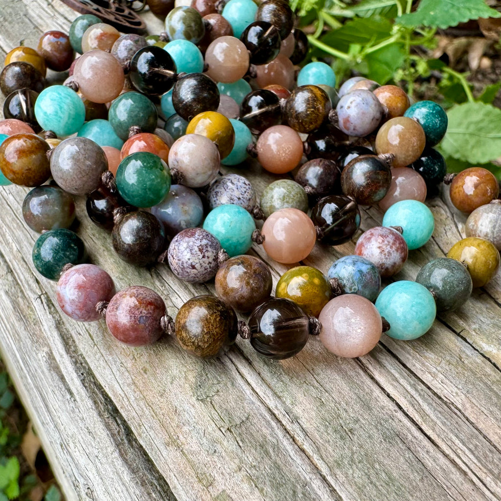 Chasing Butterflies • Amazonite, Peach Moonstone & Ocean Jasper Self Love Mala Necklace