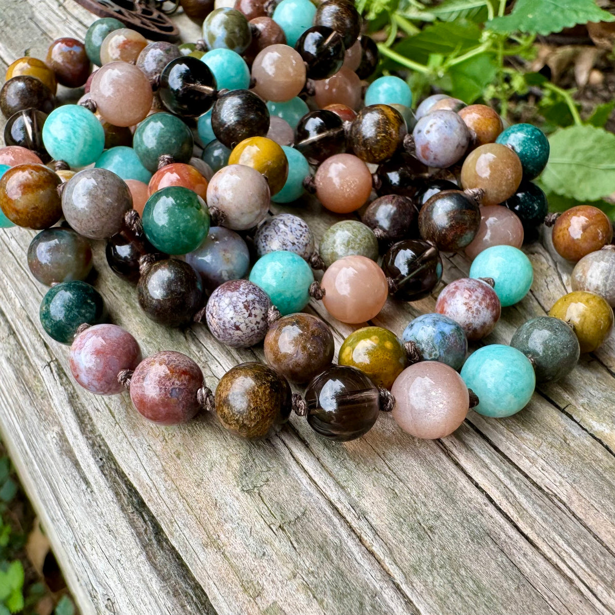 Chasing Butterflies • Amazonite, Peach Moonstone & Ocean Jasper Self Love Mala Necklace