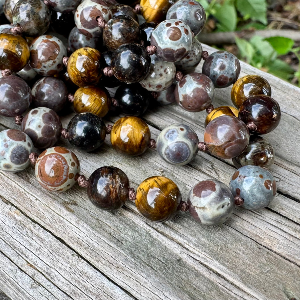 The Bark Skin Totem • Phlogopite, Jasper & Tiger’s Eye Grounding Mala Necklace