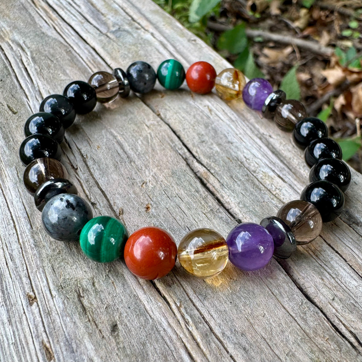 The Protector, Scorpio • Black Labradorite, Malachite & Obsidian Protection Bracelet
