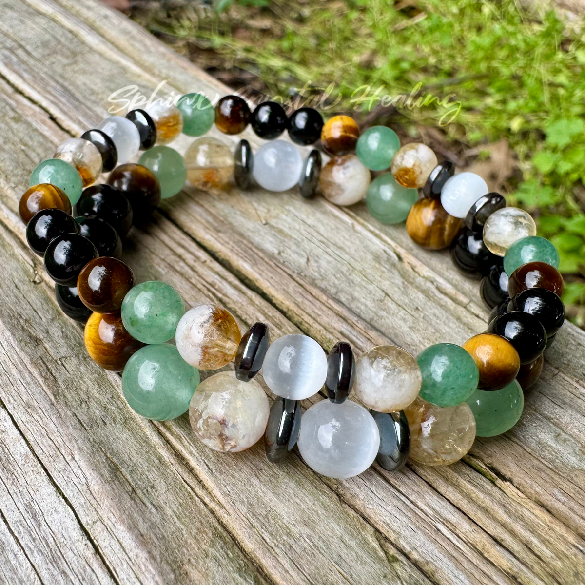 The Determined Taurus • Aventurine, Tiger’s Eye, Selenite & Citrine Zodiac Bracelet