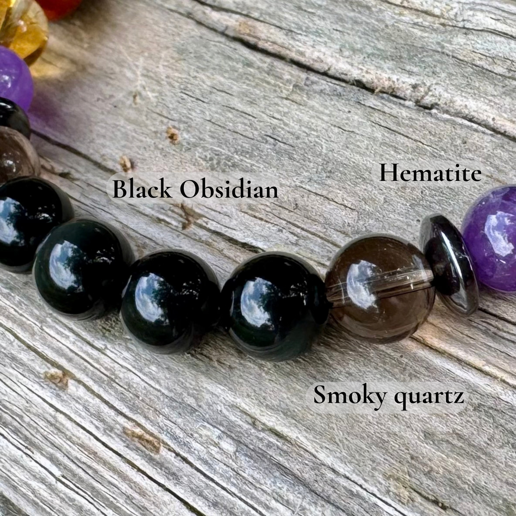 The Protector, Scorpio • Black Labradorite, Malachite & Obsidian Protection Bracelet