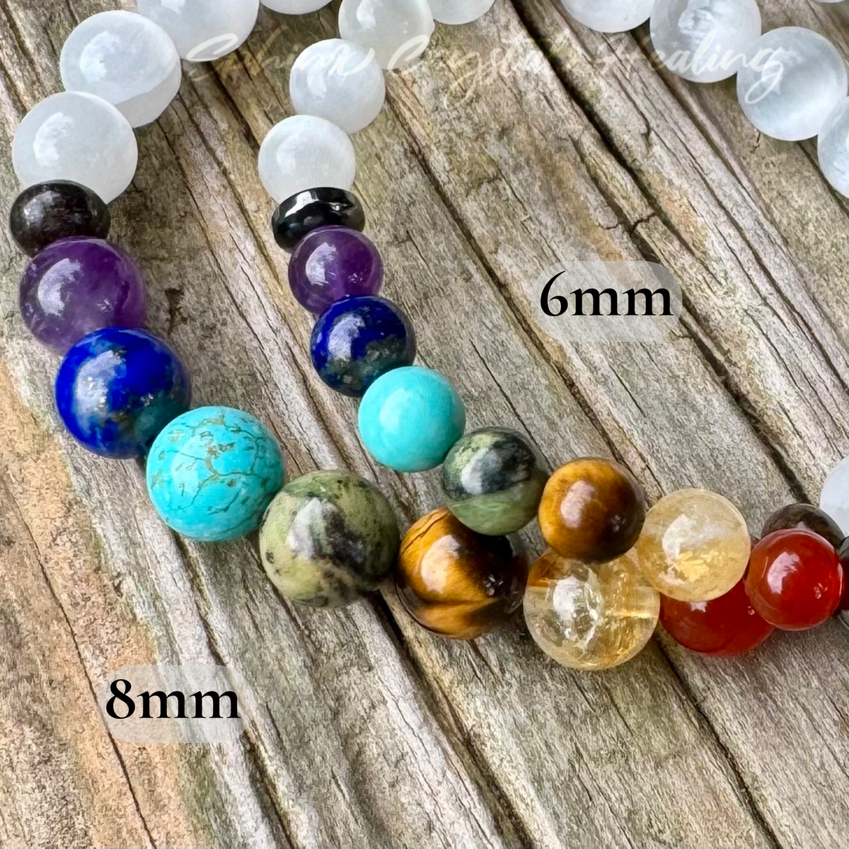 Chakra Alignment • Selenite, Bronzite & Seven Crystal Protection Bracelet