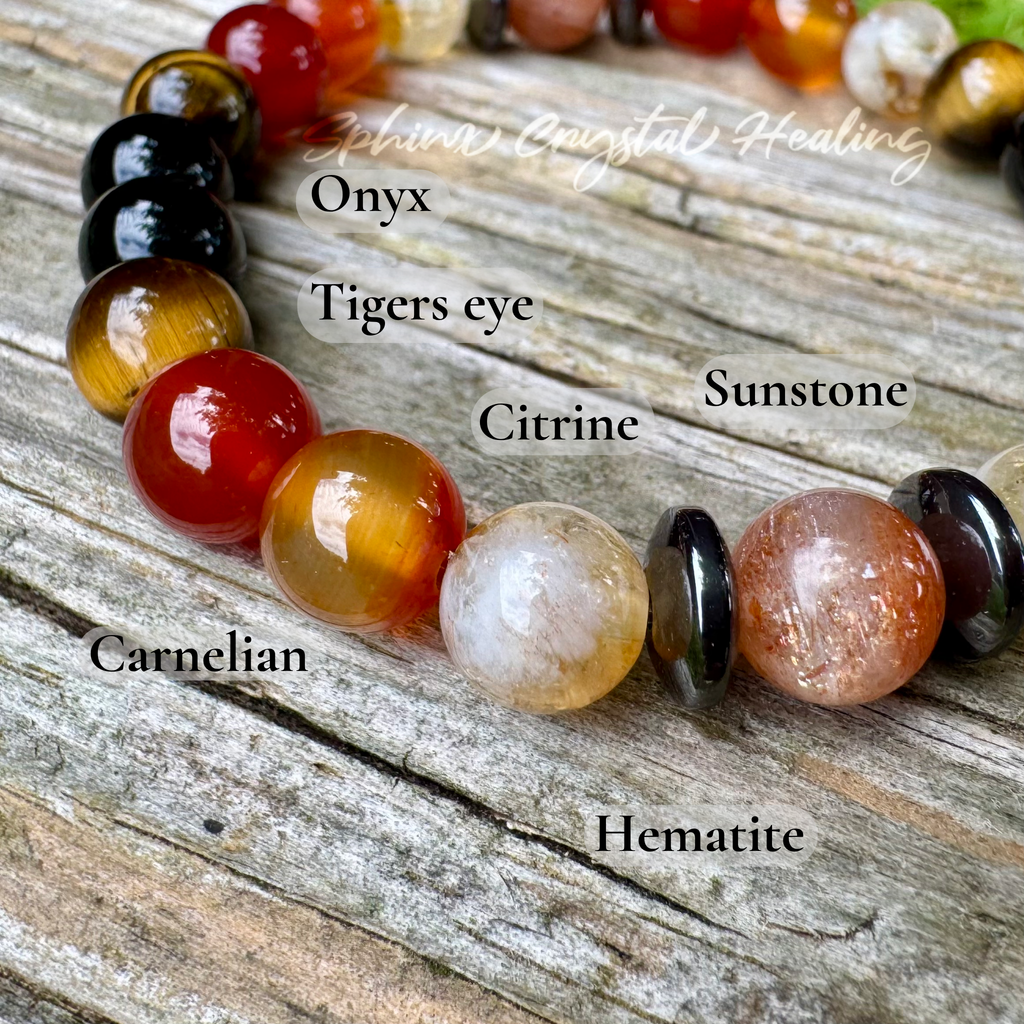 The Fearless Leo • Sunstone, Carnelian, Citrine & Tiger’s Eye Zodiac Bracelet