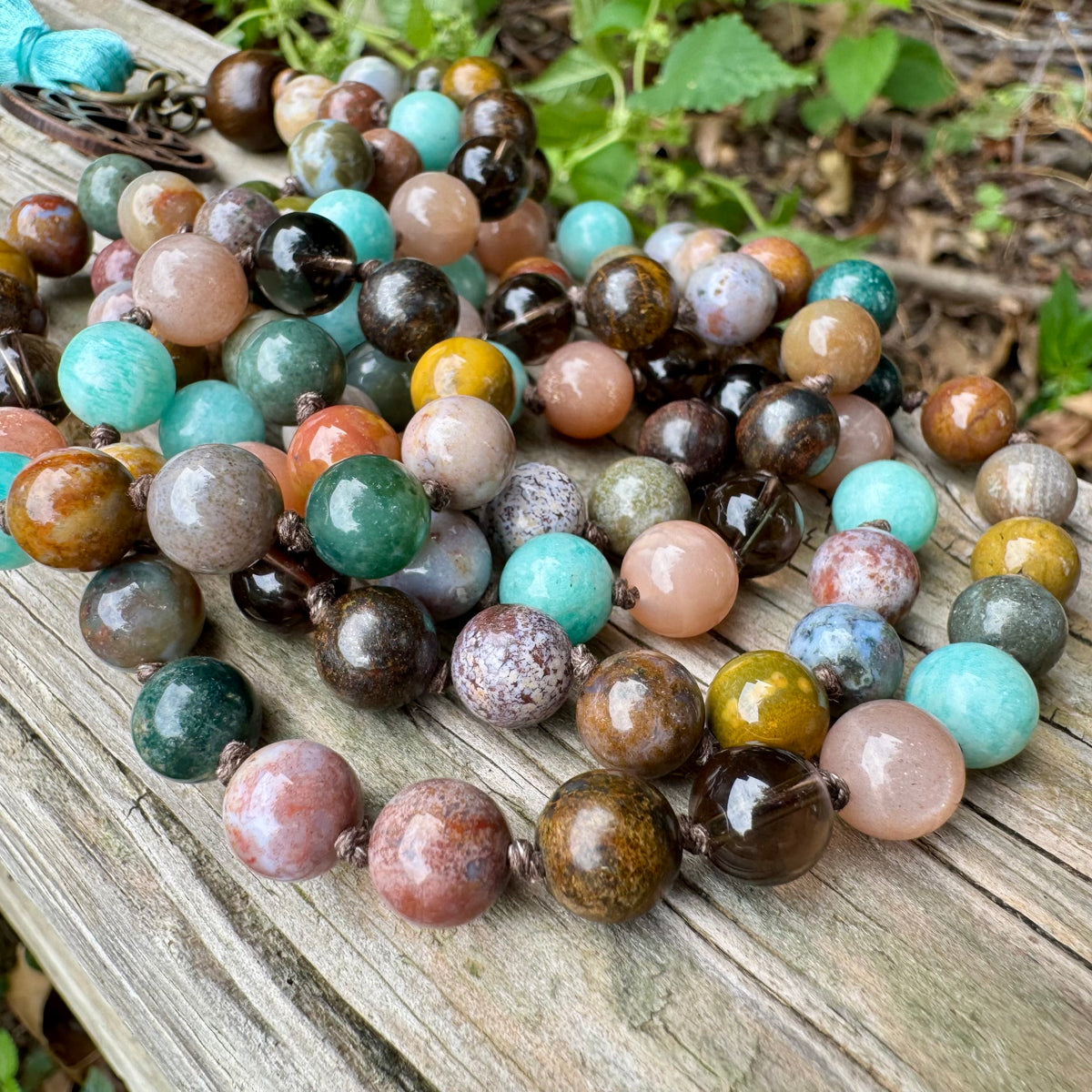 Chasing Butterflies • Amazonite, Peach Moonstone & Ocean Jasper Self Love Mala Necklace