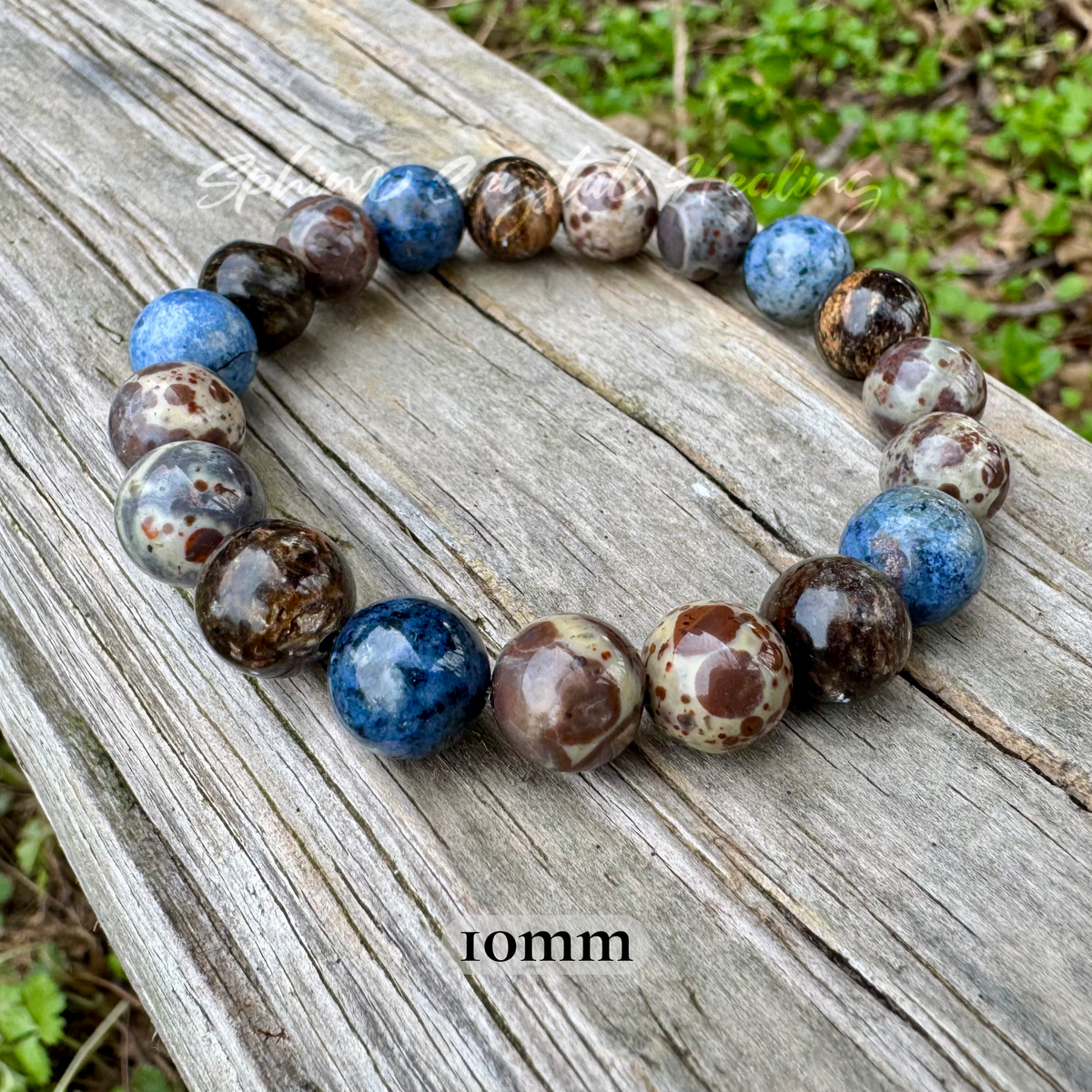 The Spirit Walker’s Totem • Dumortierite, Jasper & Phlogopite Spiritual Bracelet
