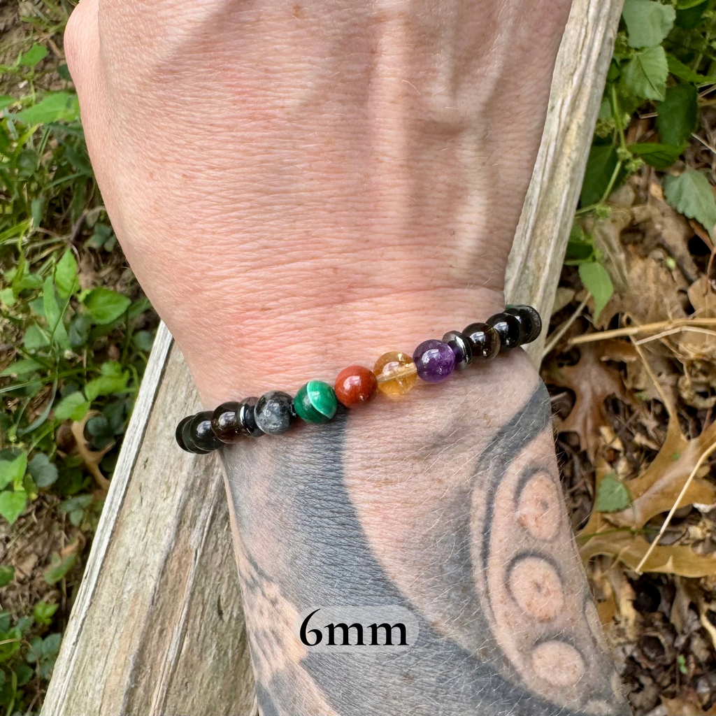 The Protector, Scorpio • Black Labradorite, Malachite & Obsidian Protection Bracelet