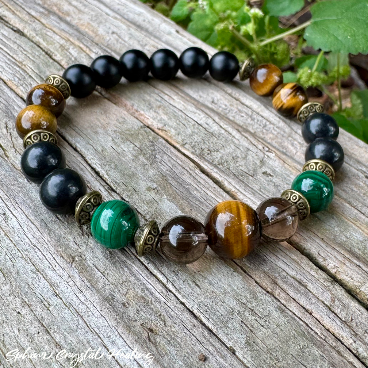 The Godfather • Malachite, Shungite, Tigers Eye & Black Onyx Strength & Protection Bracelet