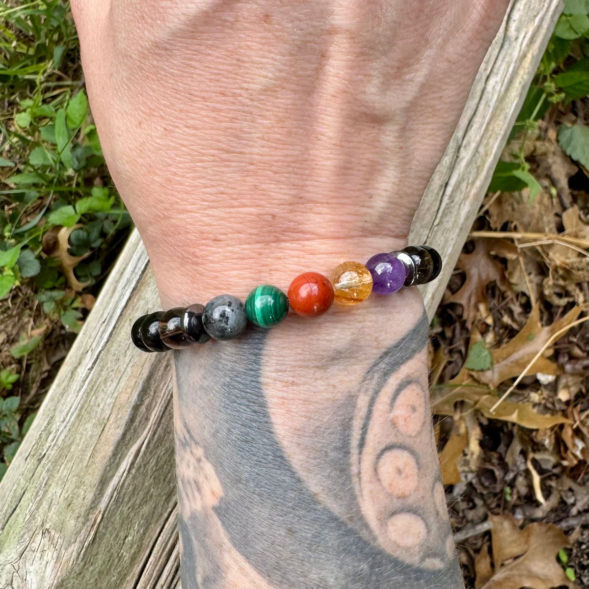 The Protector, Scorpio • Black Labradorite, Malachite & Obsidian Protection Bracelet