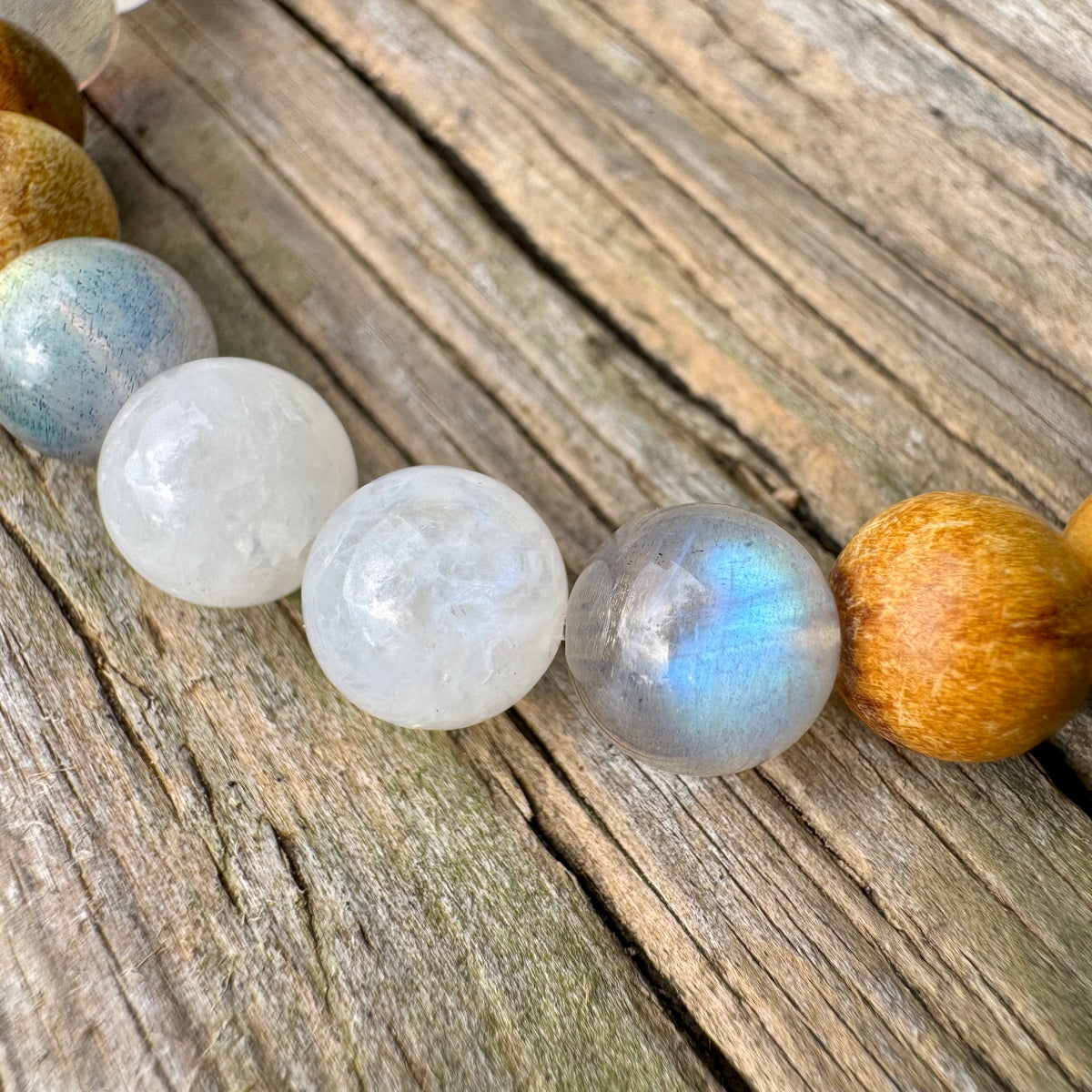 Goddess of Magic • Labradorite, Moonstone & Palo Santo Intuition Bracelet