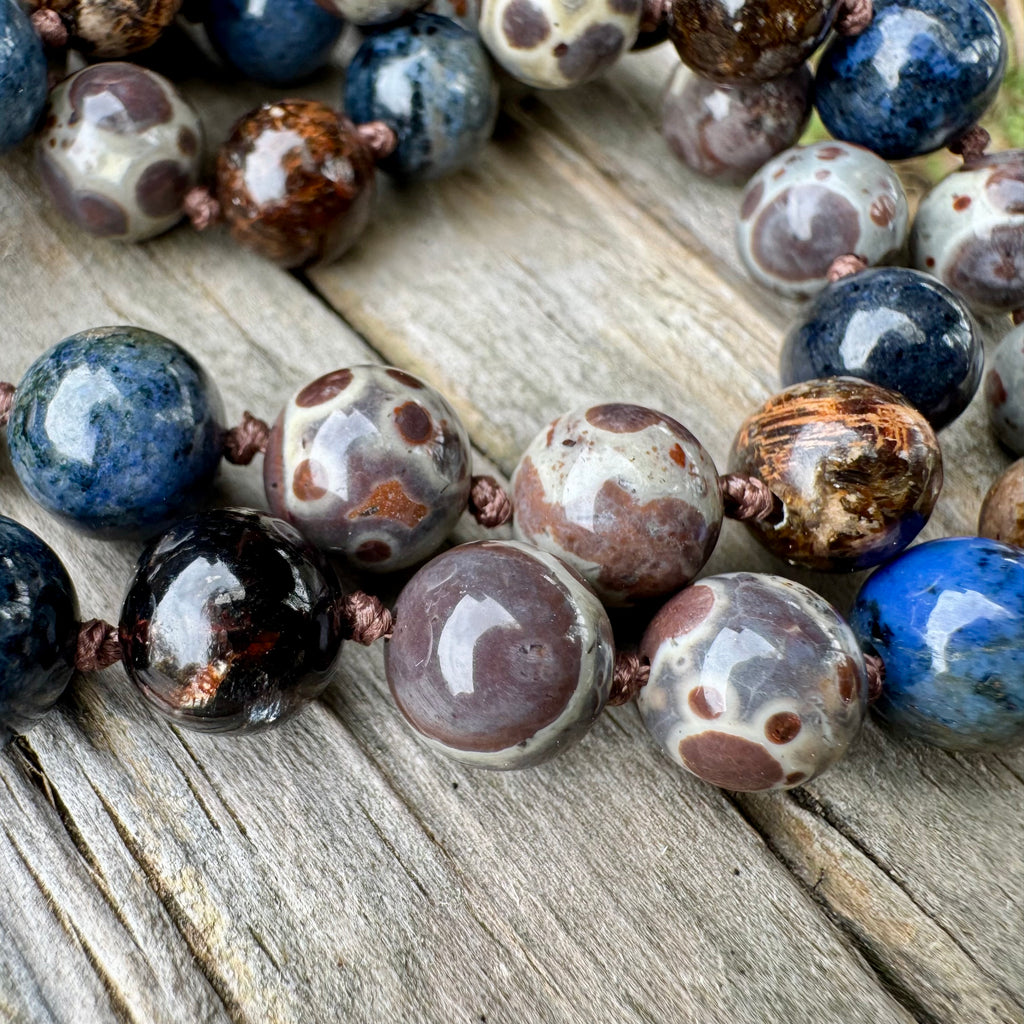 The Spirit Walker’s Totem • Jasper, Phlogopite & Dumortierite Mala Necklace
