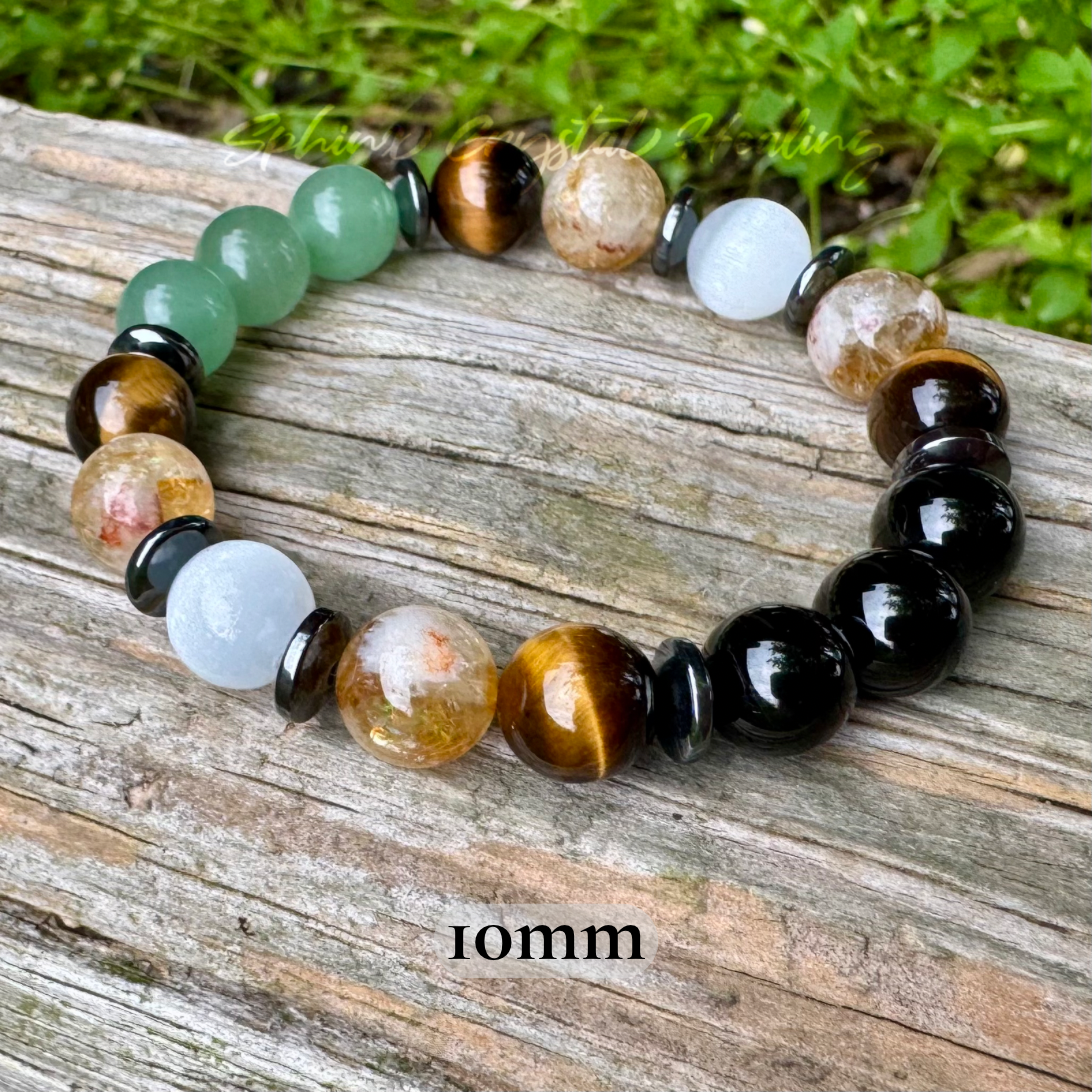 The Determined Taurus • Aventurine, Tiger’s Eye, Selenite & Citrine Zodiac Bracelet