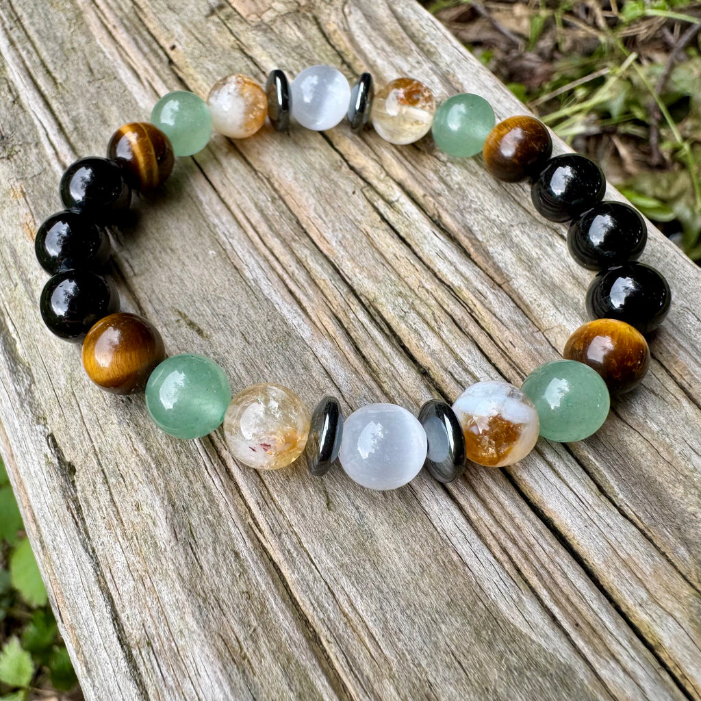 The Determined Taurus • Aventurine, Tiger’s Eye, Selenite & Citrine Zodiac Bracelet