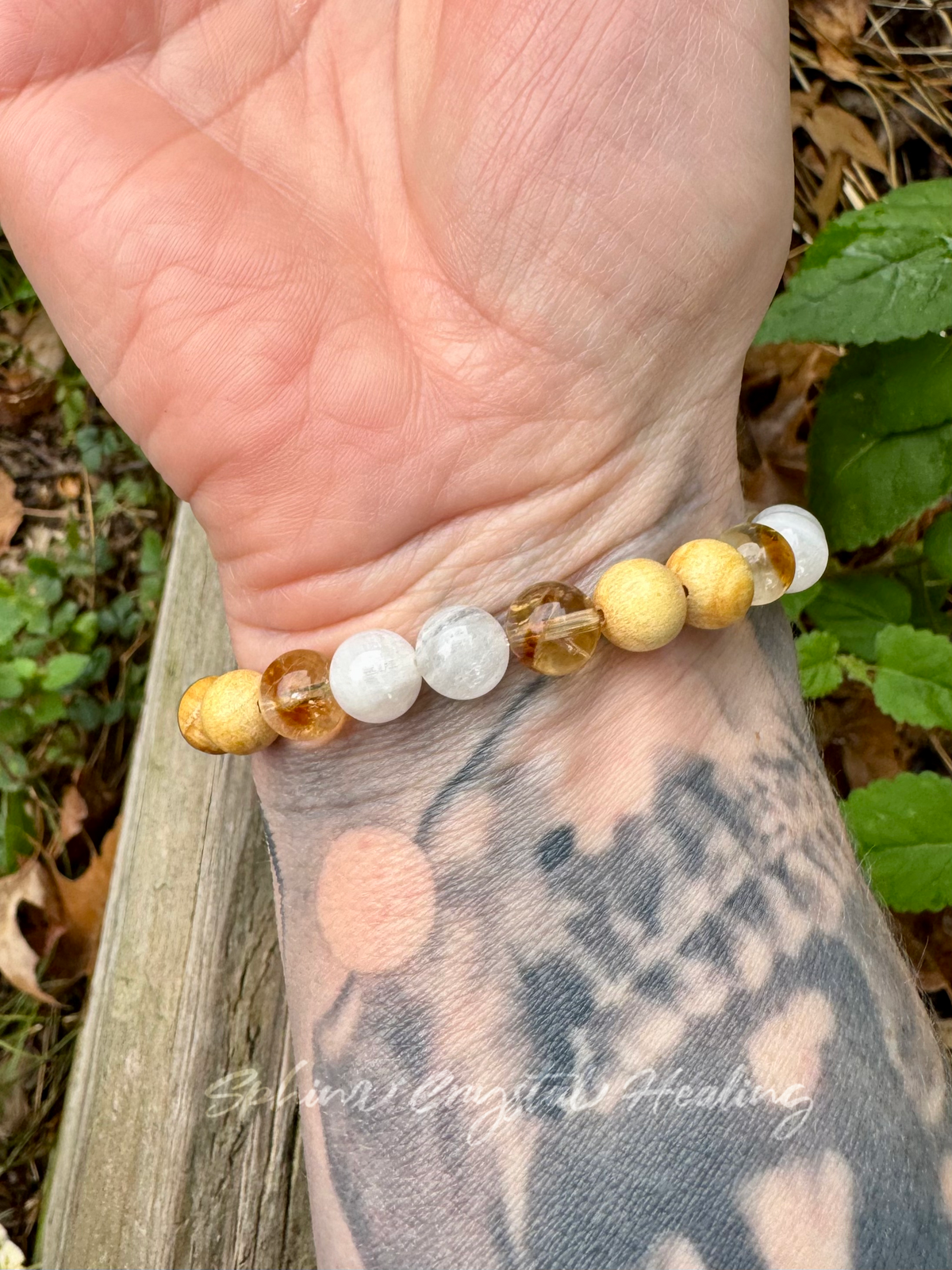The Goddess of Sunshine • Citrine, Rainbow Moonstone & Palo Santo Positive Energy Bracelet