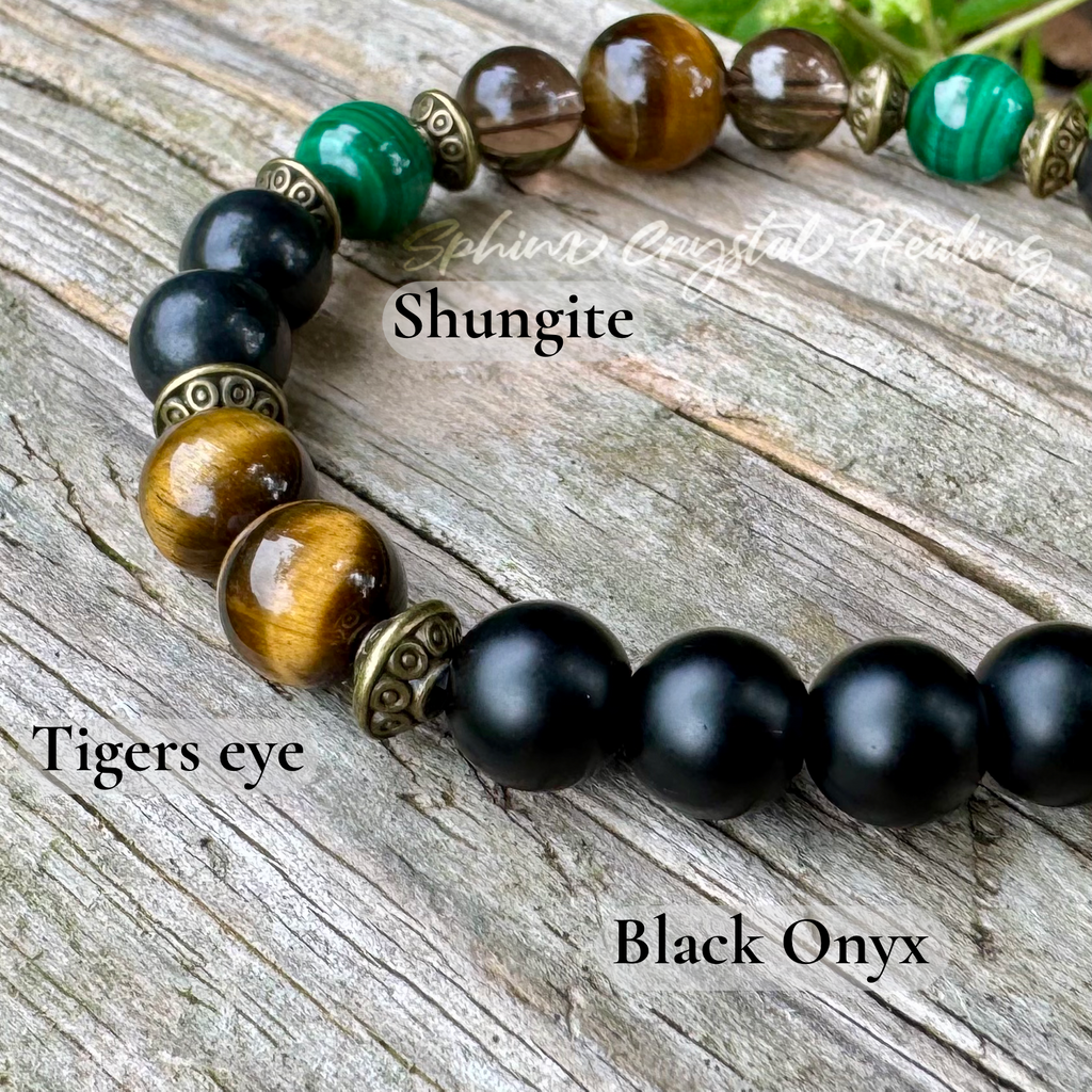 The Godfather • Malachite, Shungite, Tigers Eye & Black Onyx Strength & Protection Bracelet