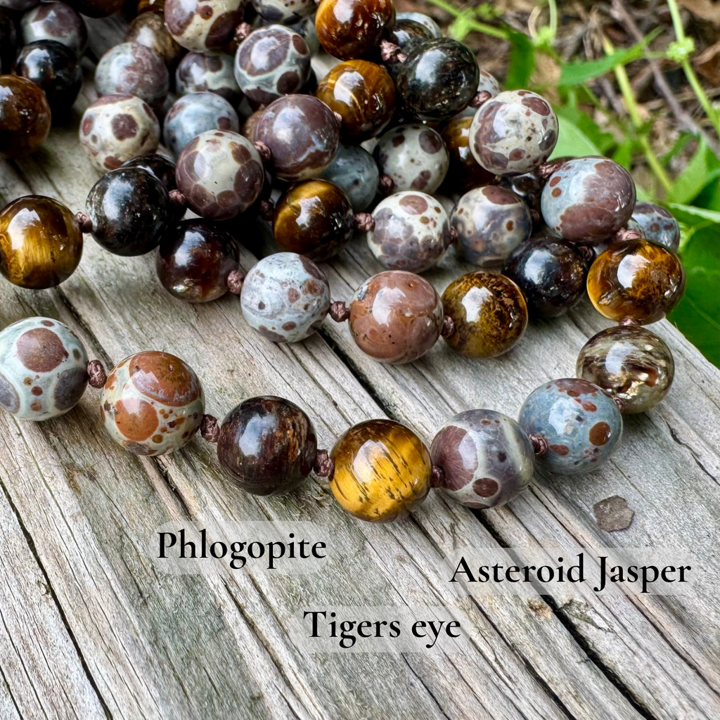 The Bark Skin Totem • Phlogopite, Jasper & Tiger’s Eye Grounding Mala Necklace
