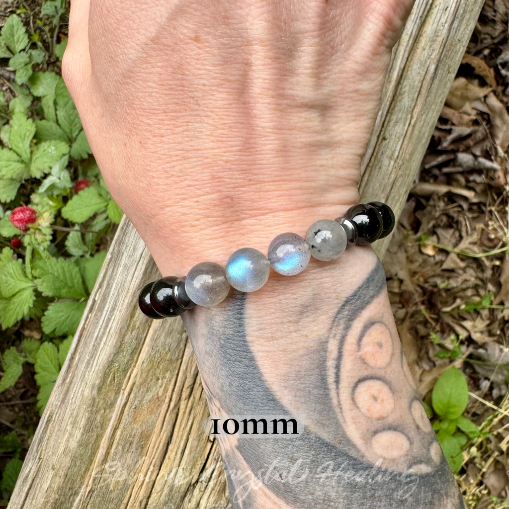 The Empath’s Raincoat • Labradorite, Black Tourmaline & Hematite Protection Bracelet