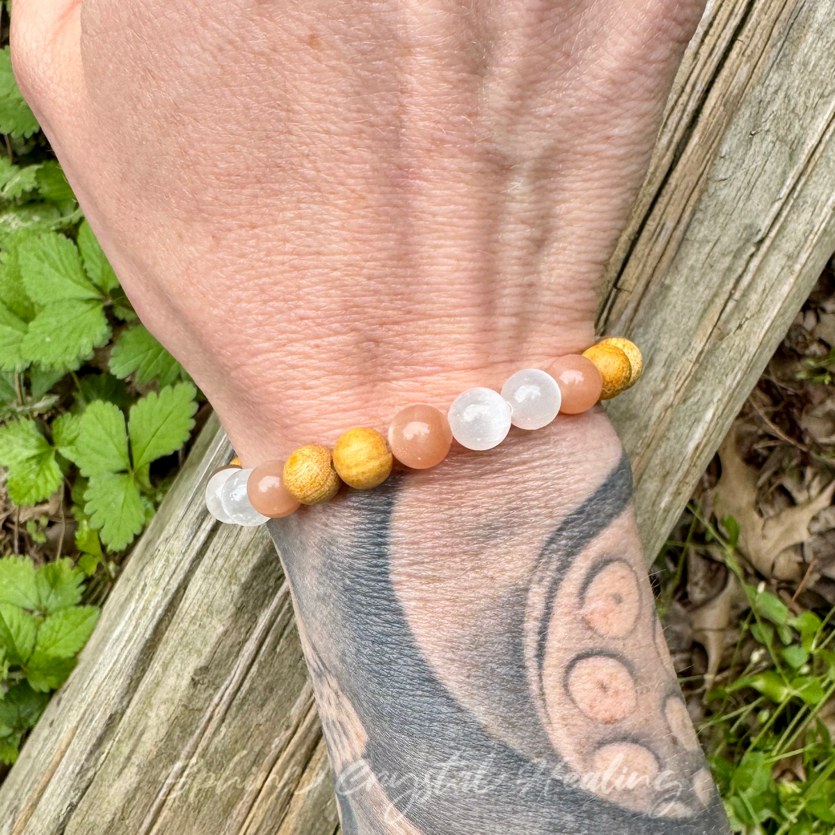 The White Witch • Selenite, Moonstone & Palo Santo Protection & Cleansing Bracelet
