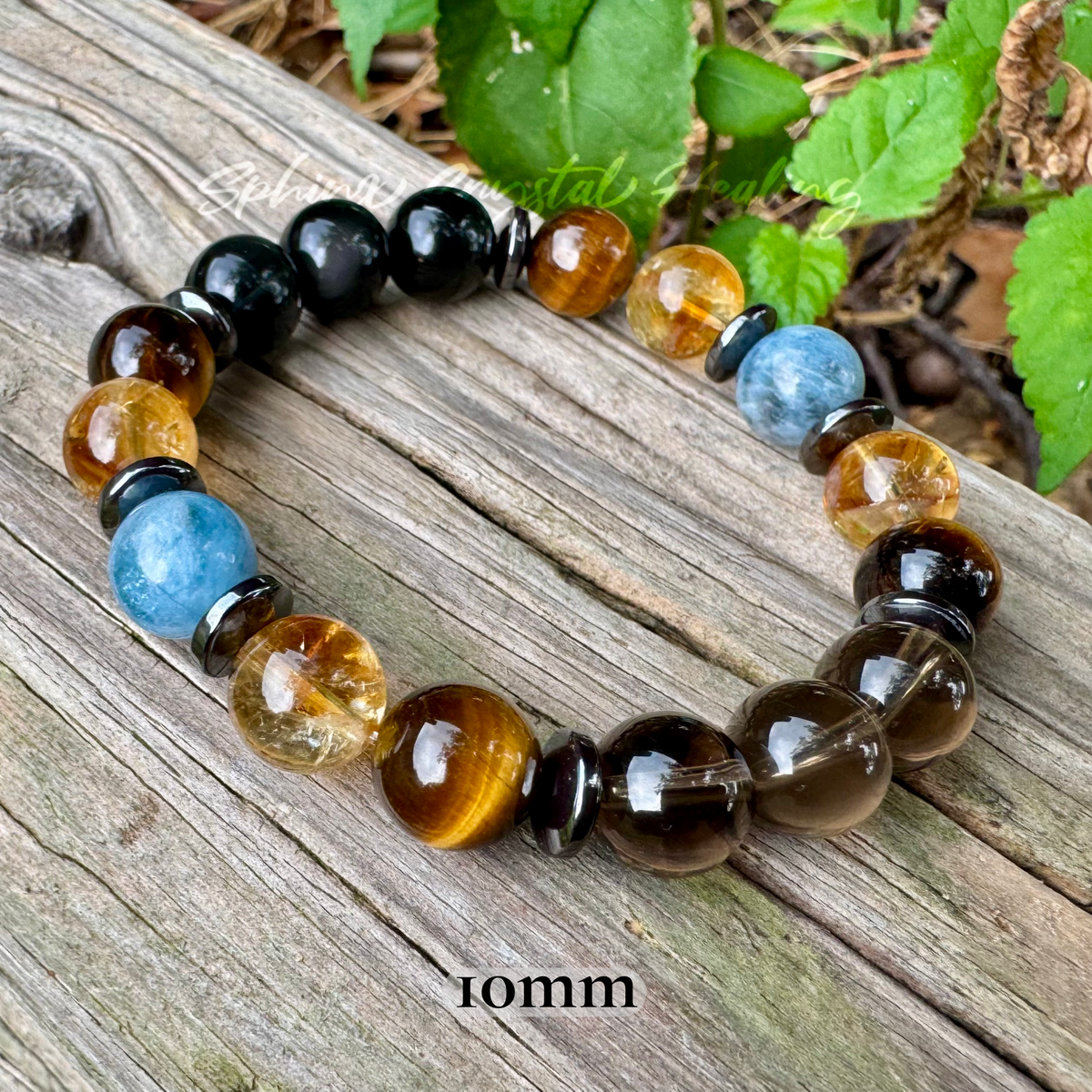 The Intelligent Gemini • Tiger’s Eye, Citrine & Aquamarine Zodiac Bracelet