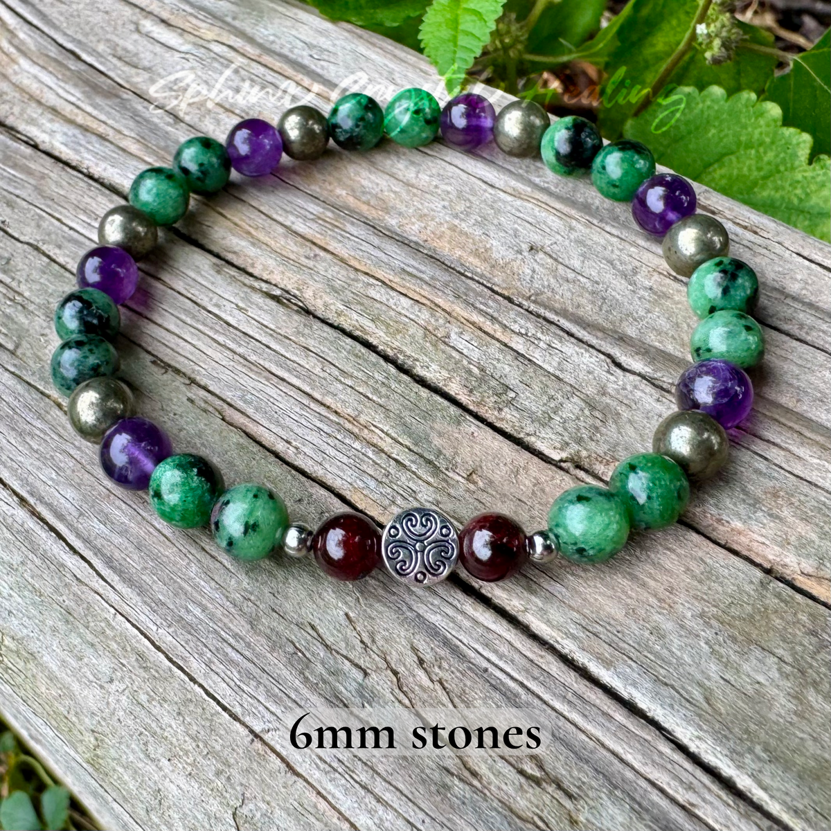 Below My Feet • Ruby Zoisite, Amethyst, Pyrite & Garnet Healing Crystal Bracelet