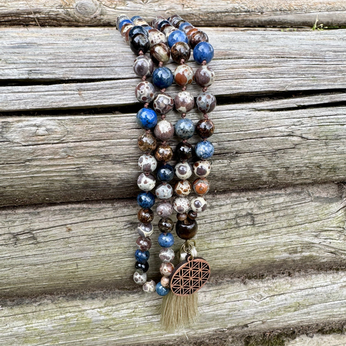 The Spirit Walker’s Totem • Jasper, Phlogopite & Dumortierite Mala Necklace