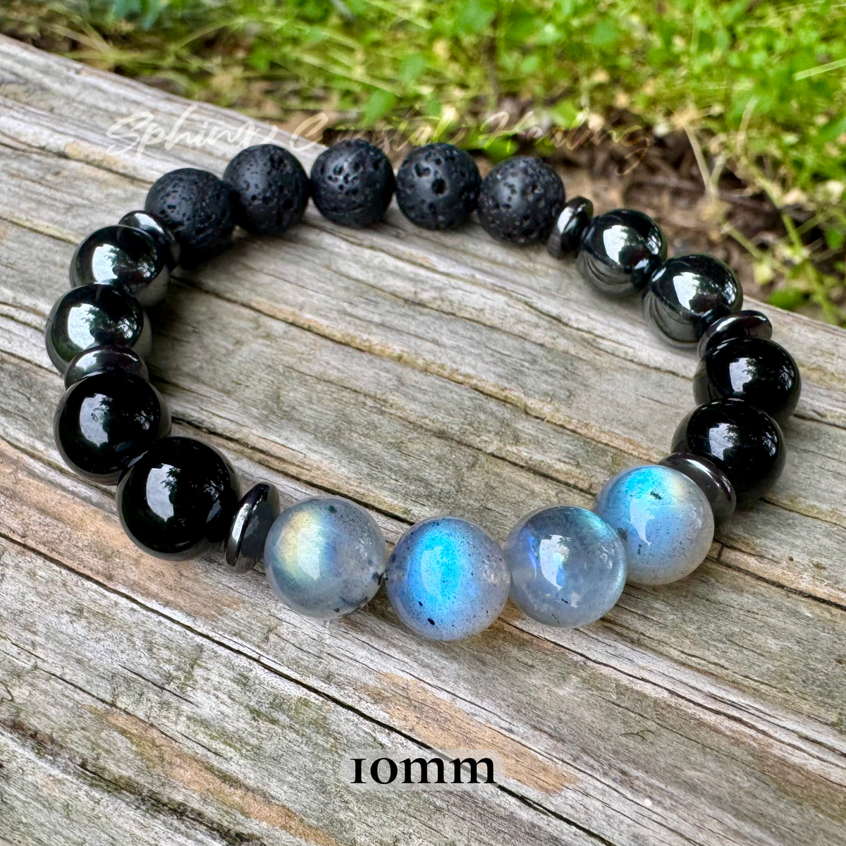 The Empath’s Raincoat • Labradorite, Black Tourmaline & Hematite Protection Bracelet